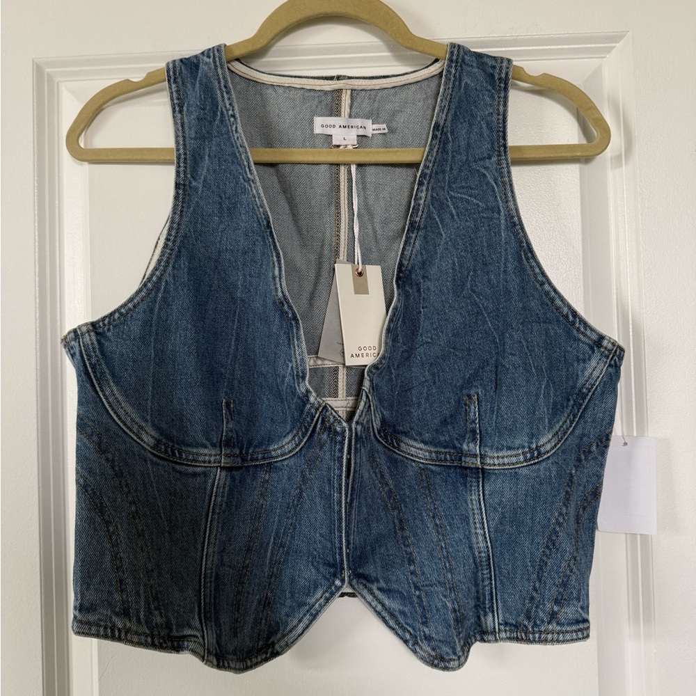 Good American Blue Denim Vest